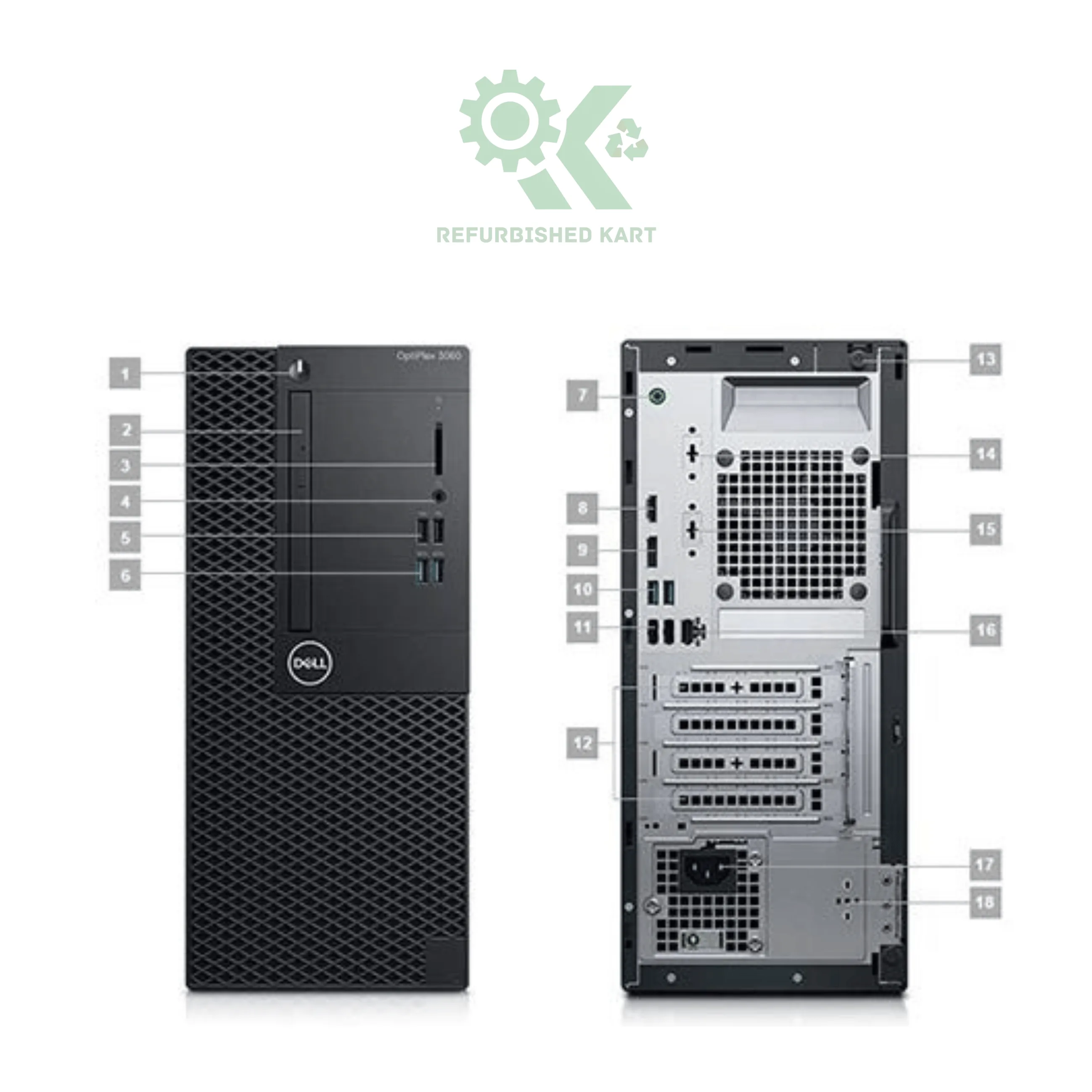 Dell OptiPlex 3060 Tower – Intel Core i3‑8100, 7th Gen, Refurbished Business Desktop